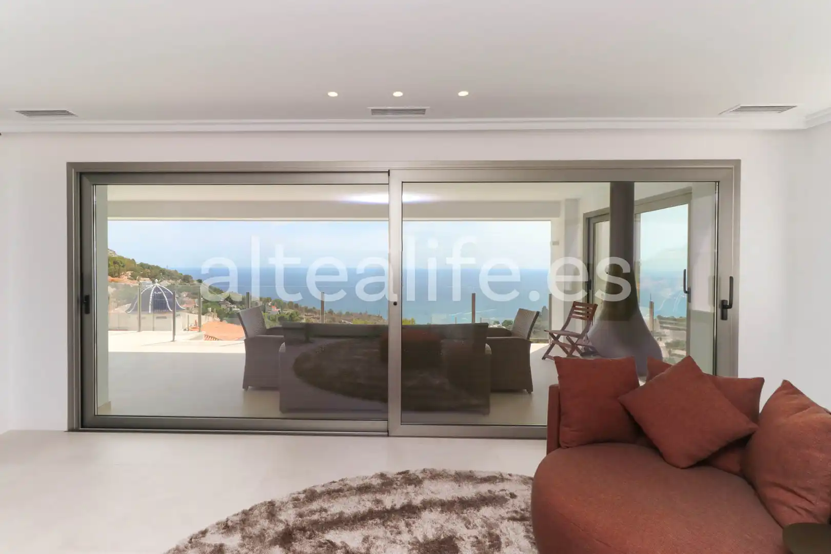 Sala de estar de Casa o chalet en venta en Altea con Aire acondicionado, Jardín privado y Terraza