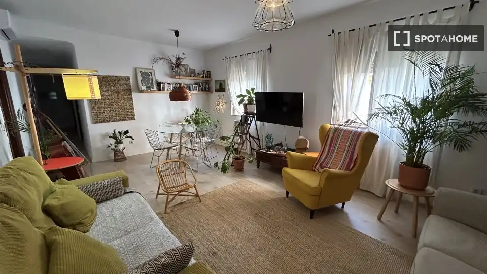 Sala de estar de Apartamento para compartir en  Palma de Mallorca con Aire acondicionado, Terraza y Amueblado