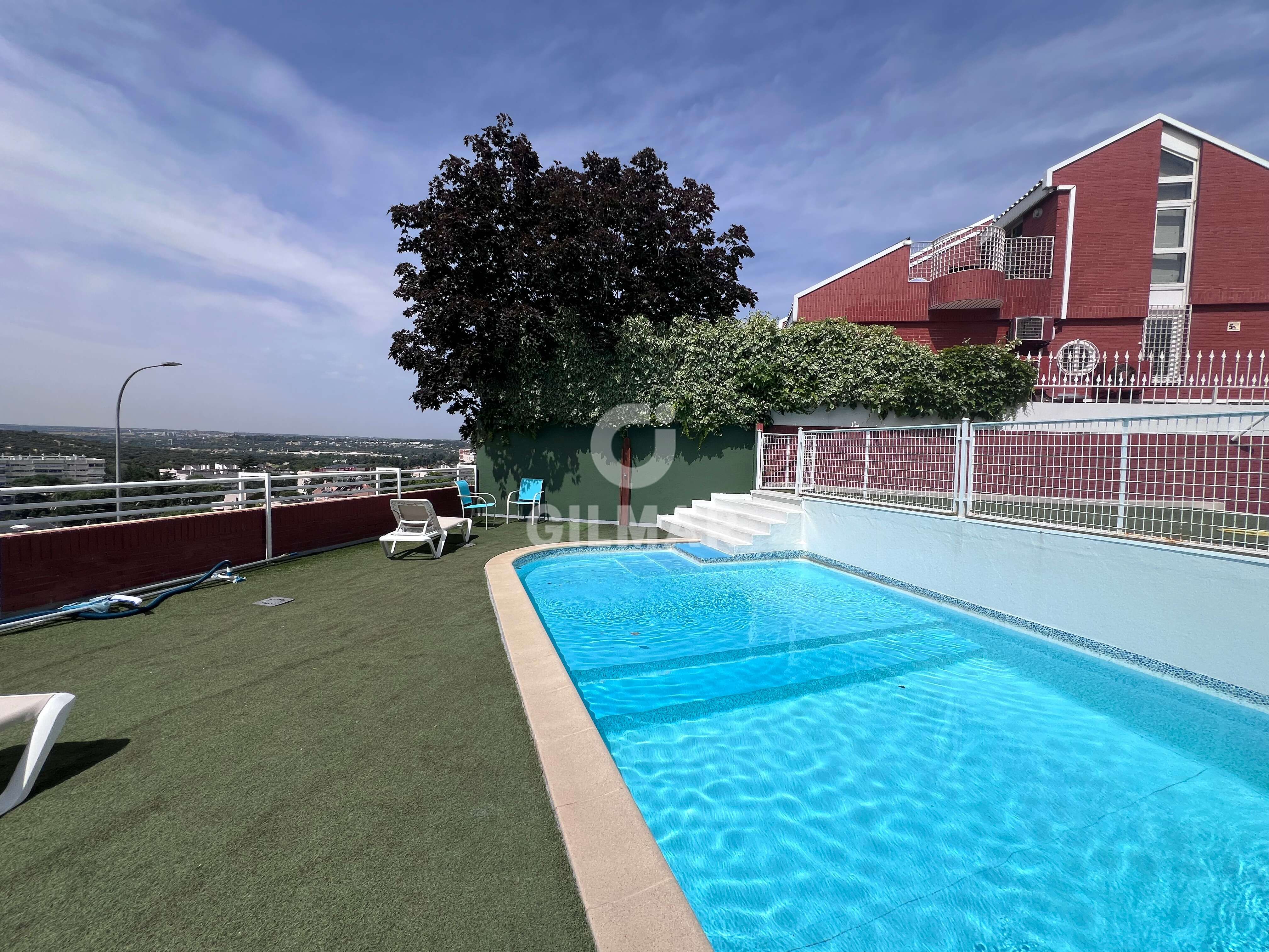 Swimming pool of Single-family semi-detached for sale in  Madrid Capital  with Heating, Private garden and Swimming Pool