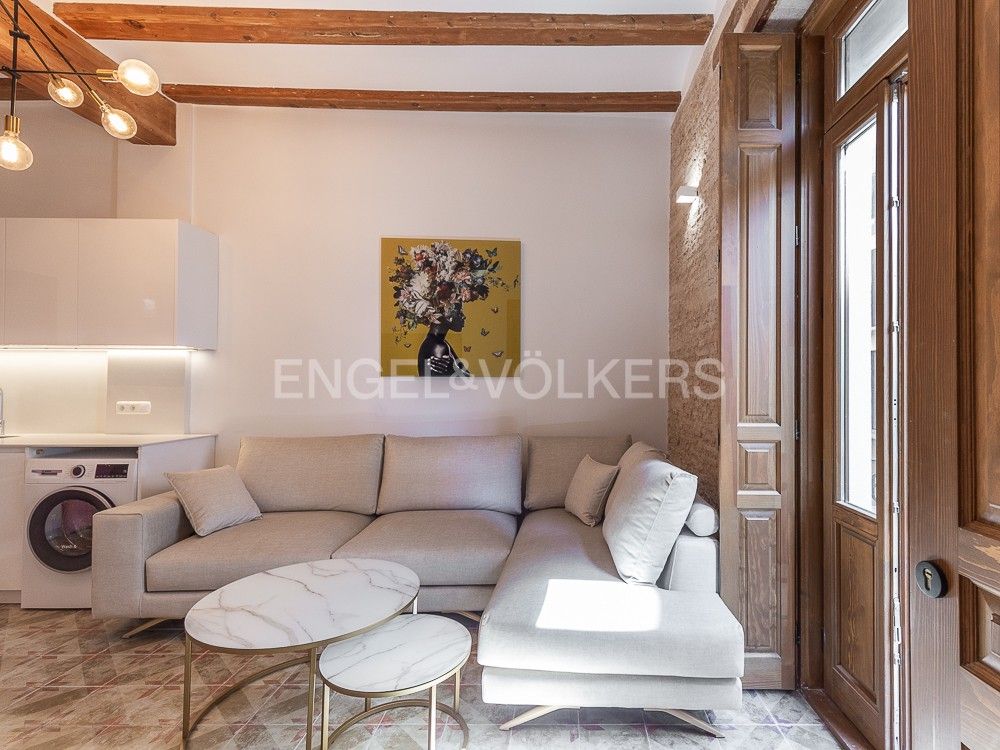 Sala d'estar de Apartament de lloguer en  Valencia Capital amb Aire condicionat, Calefacció i Moblat