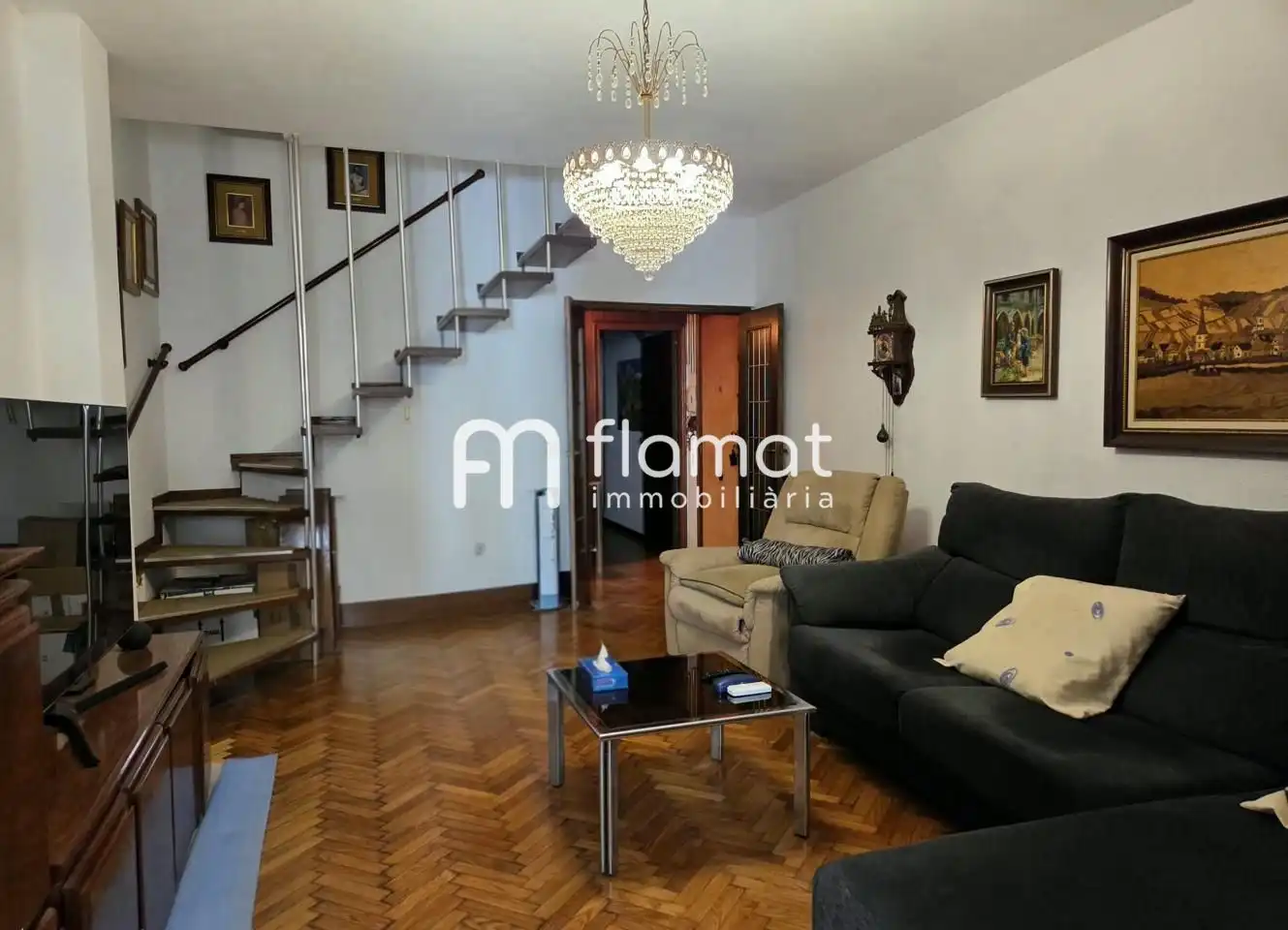 Living room of Duplexes for sale in Santa Coloma de Gramenet  with Air Conditioner, Terrace and Balcony