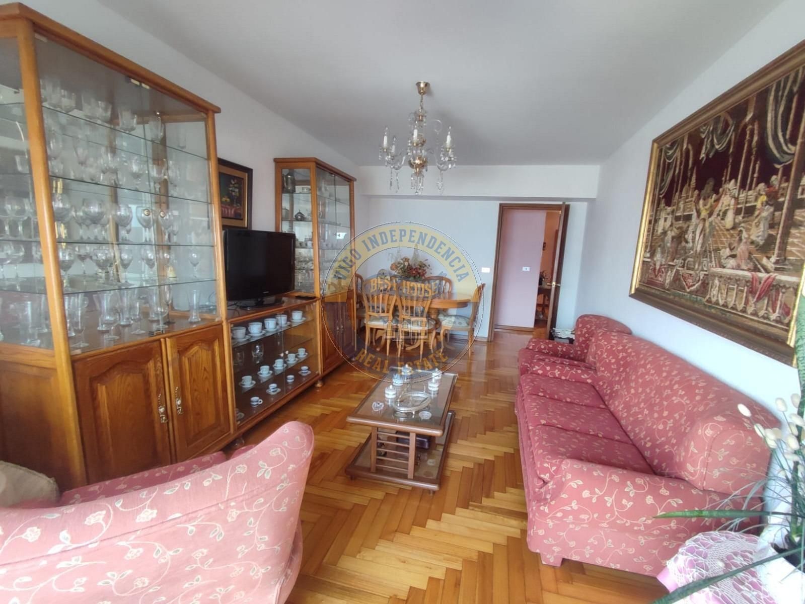 Living room of Flat for sale in Vigo   with Heating, Parquet flooring and Terrace