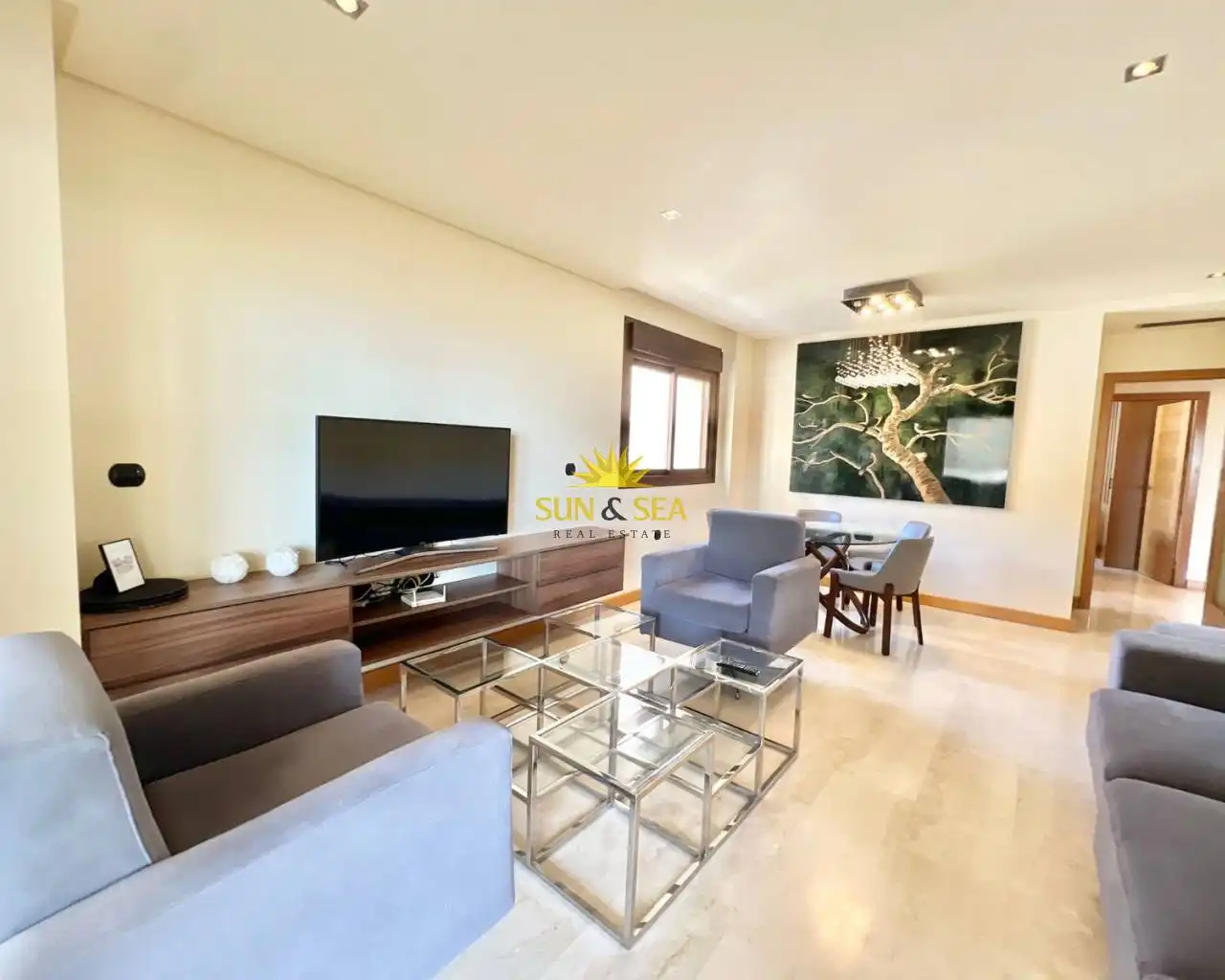 Sala de estar de Apartamento de alquiler en Guardamar del Segura con Aire acondicionado, Calefacción y Piscina