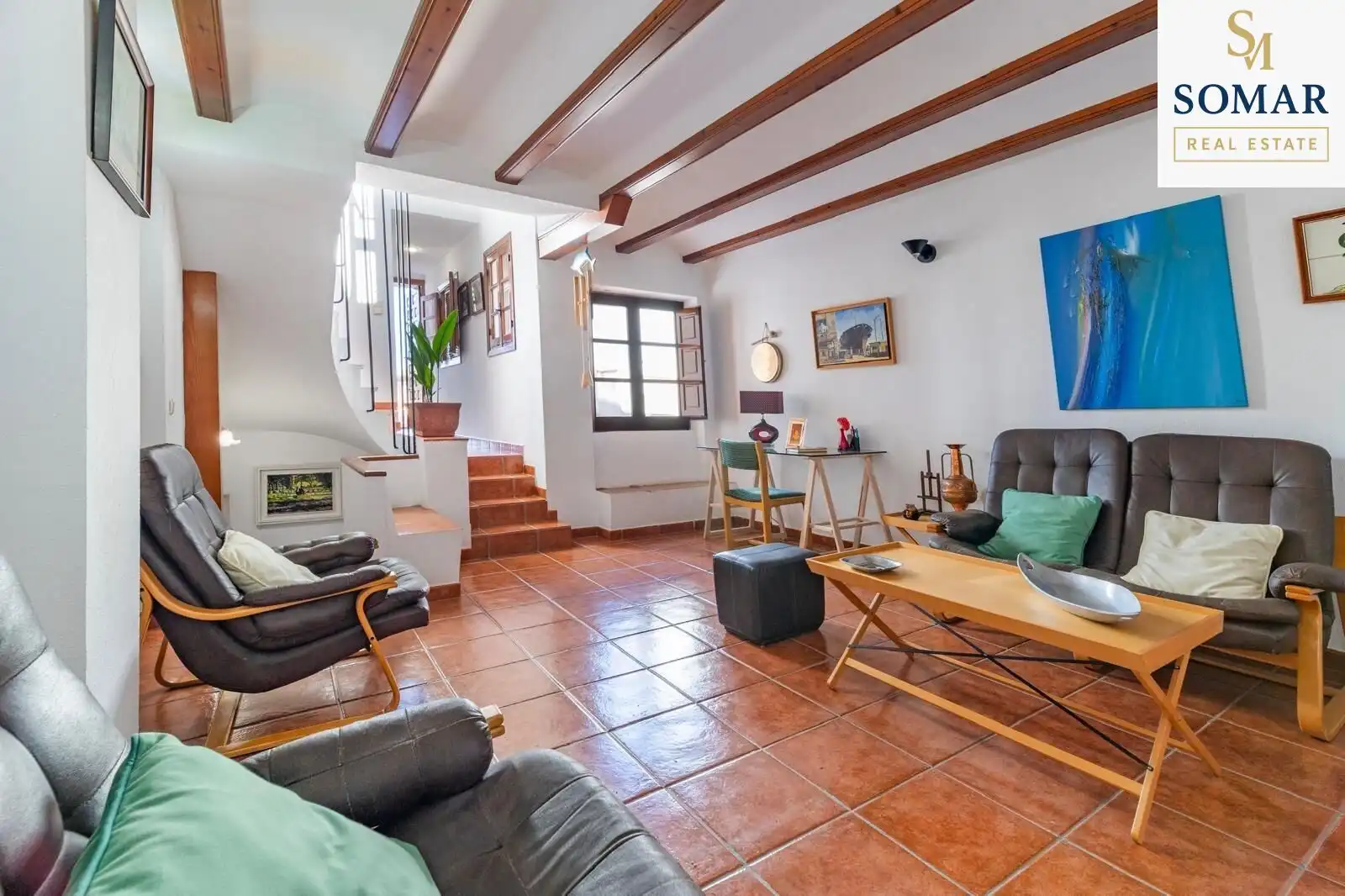 Sala d'estar de Finca rústica en venda en Mogente / Moixent amb Jardí privat, Terrassa i Piscina