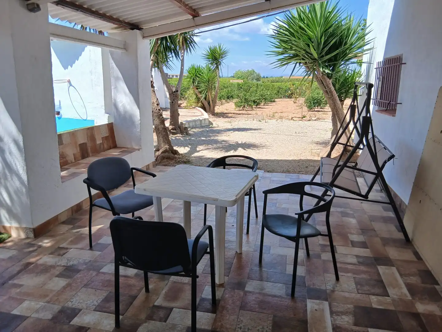 Terraza de Finca rústica de alquiler en Alcanar con Jardín privado, Terraza y Piscina