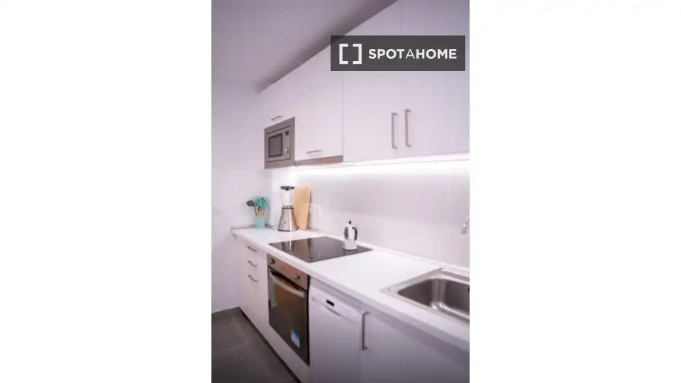 Cuina de Apartament per a compartir en Málaga amb Aire condicionat, Terrassa i Moblat