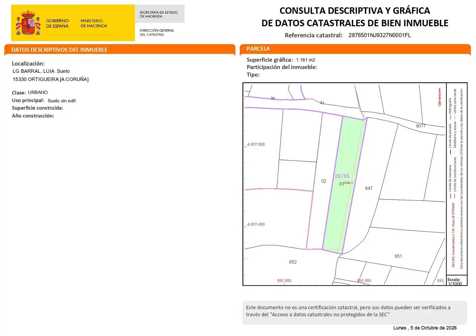 Terreno residencial en venta en Ortigueira, imagen 11