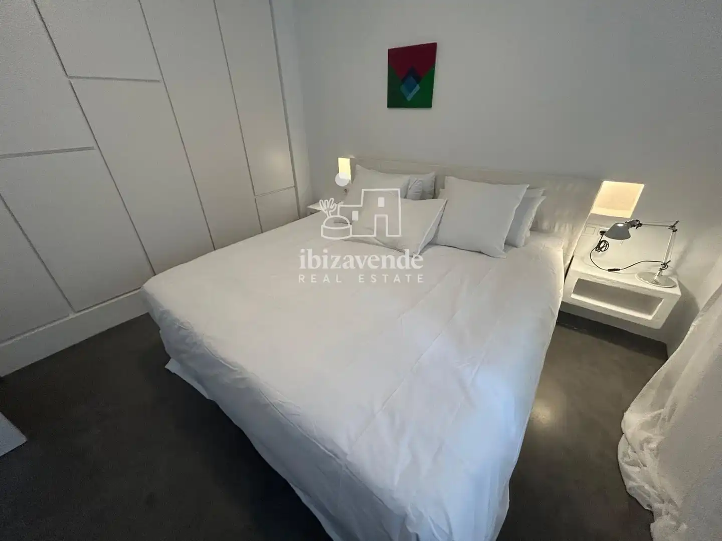 Schlafzimmer von Einfamilien-Reihenhaus zur Miete in Santa Eulària des Riu mit Klimaanlage, Heizung und Terrasse