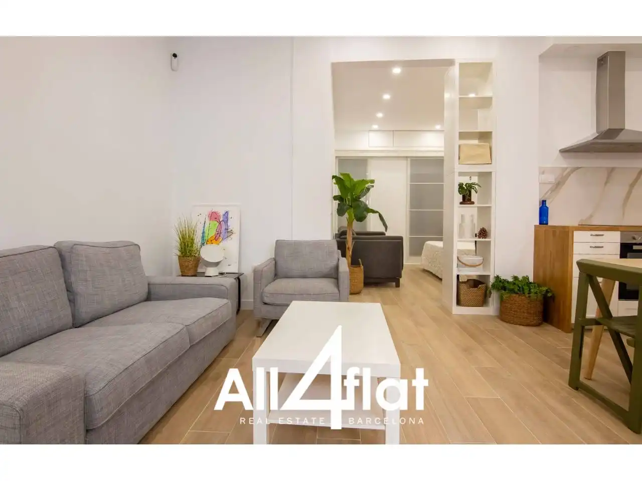 Wohnzimmer von Wohnung zur Miete in Barcelona mit Klimaanlage, Parkett und Möbliert