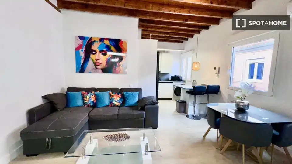 Living room of Study for share in Madrid  with Air Conditioner, Terrace and Furnished