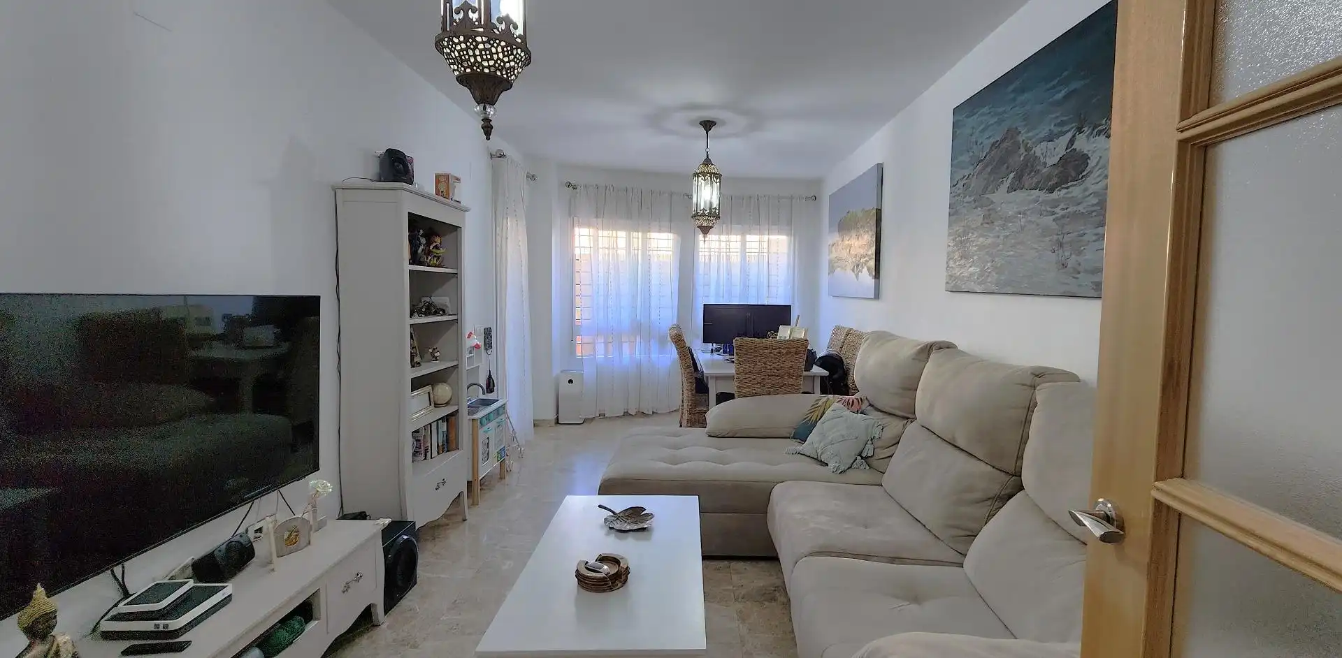 Sala de estar de Piso en venta en Mijas con Aire acondicionado, Jardín privado y Terraza