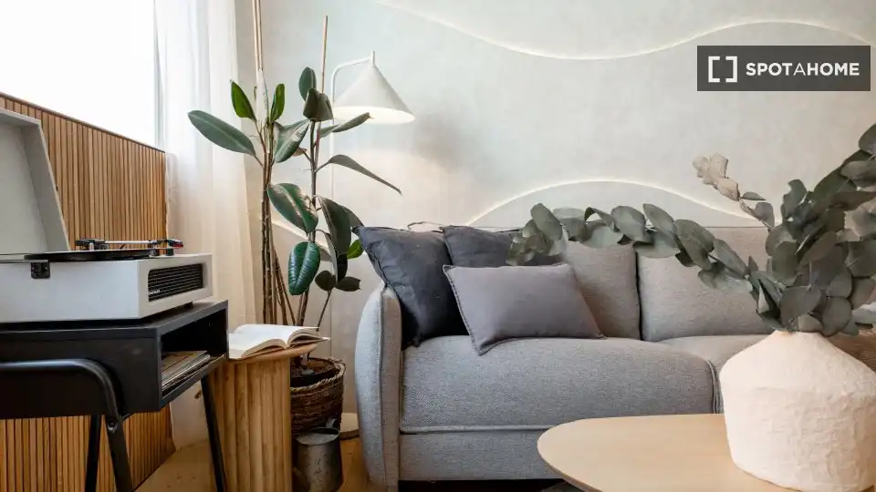 Sala d'estar de Apartament per a compartir en Madrid amb Aire condicionat, Terrassa i Moblat