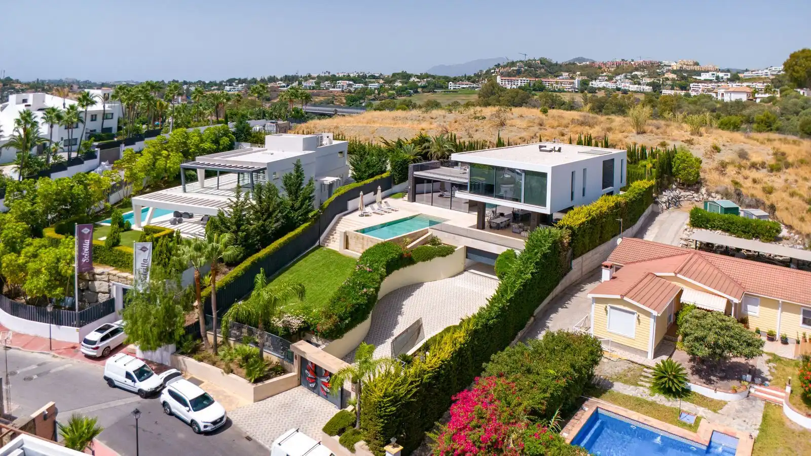 Außenansicht von Haus oder Chalet zur Miete in Marbella mit Klimaanlage, Privatgarten und Terrasse