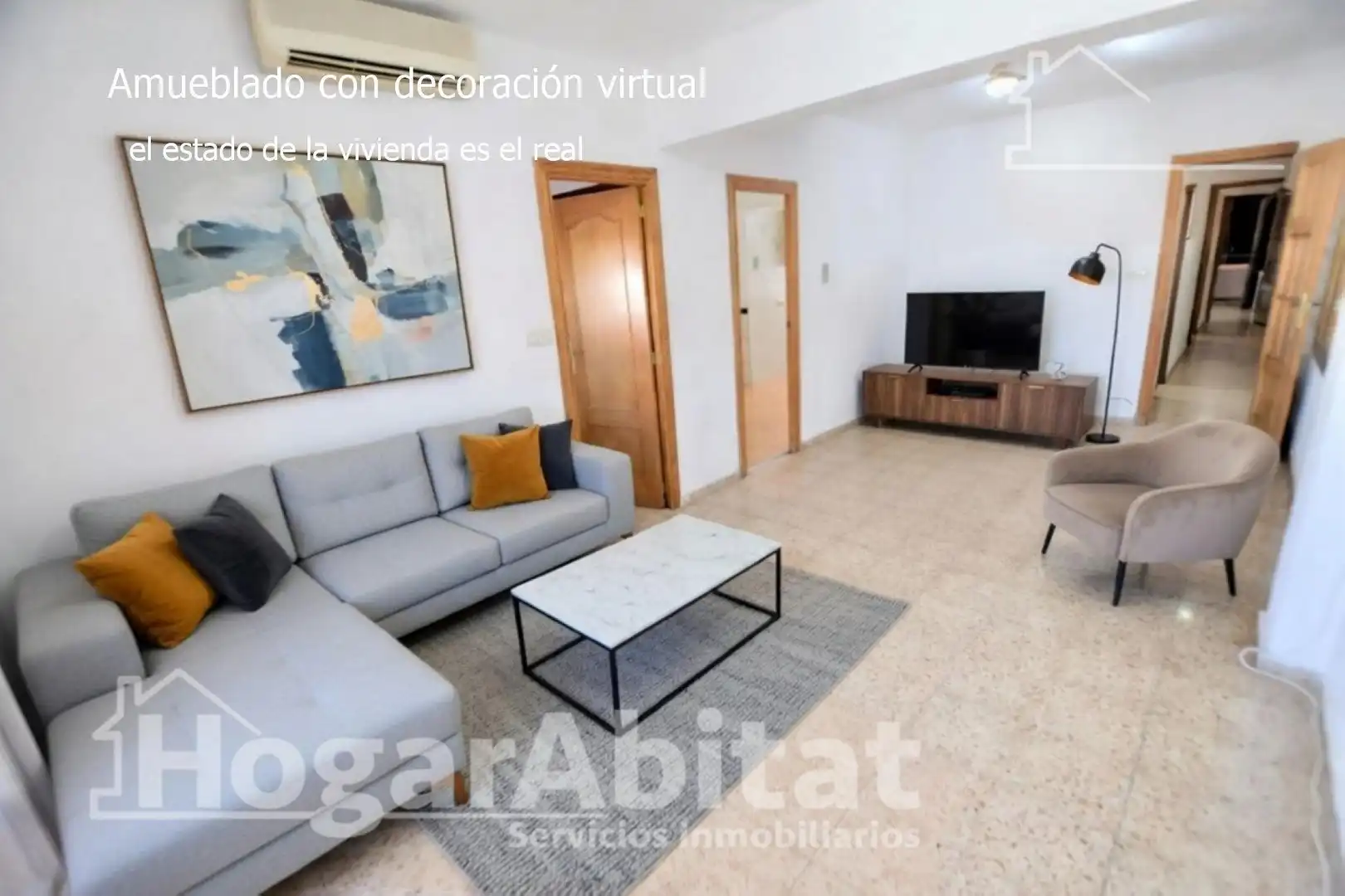 Sala de estar de Piso en venta en Aldaia con Aire acondicionado, Calefacción y Amueblado