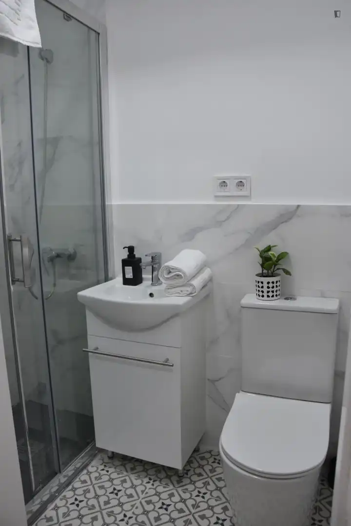 Baño de Estudio de alquiler en Madrid con Aire acondicionado, Calefacción y Amueblado