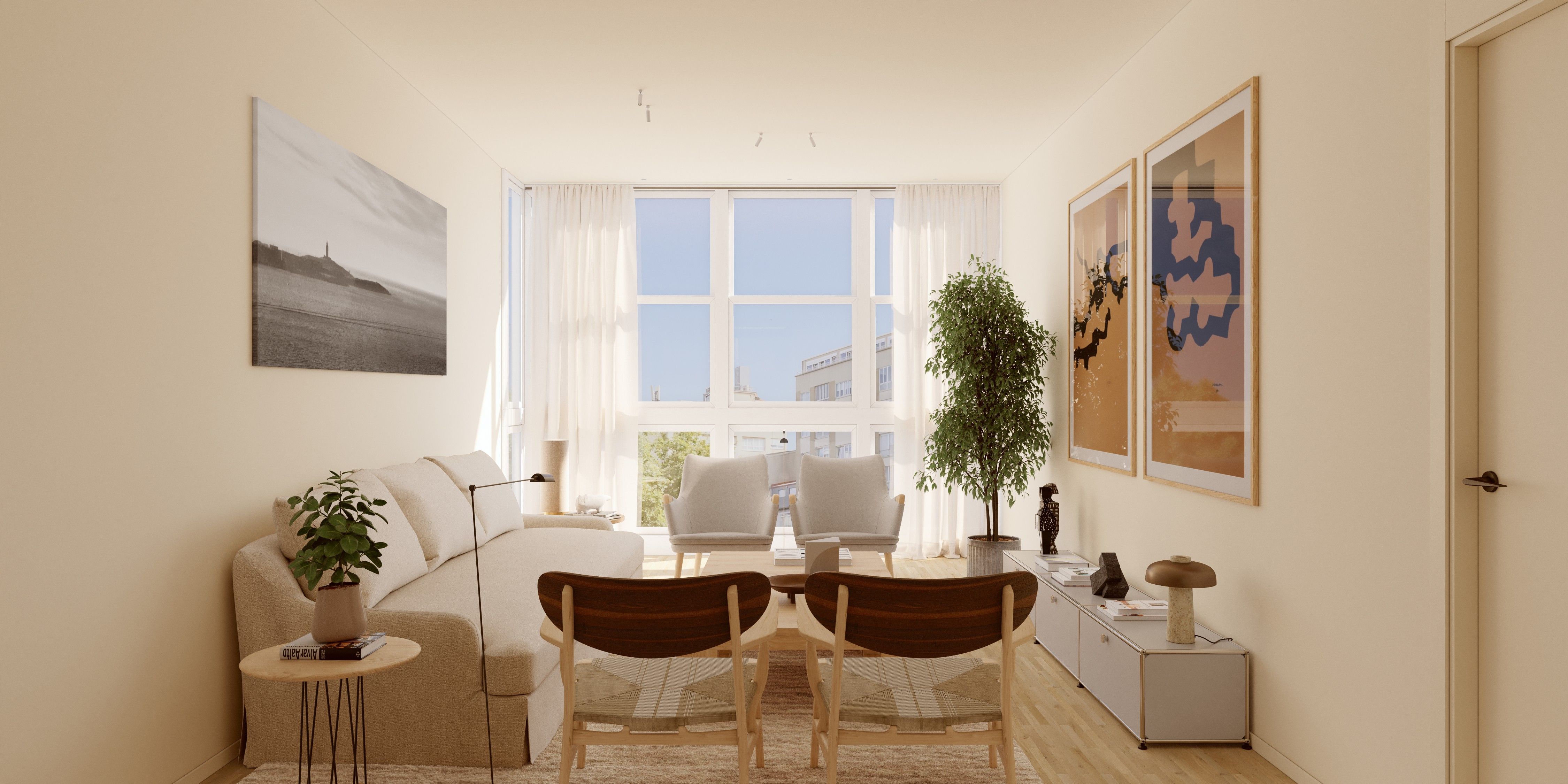 Sala d'estar de Apartament en venda en A Coruña Capital  amb Calefacció, Parquet i Terrassa