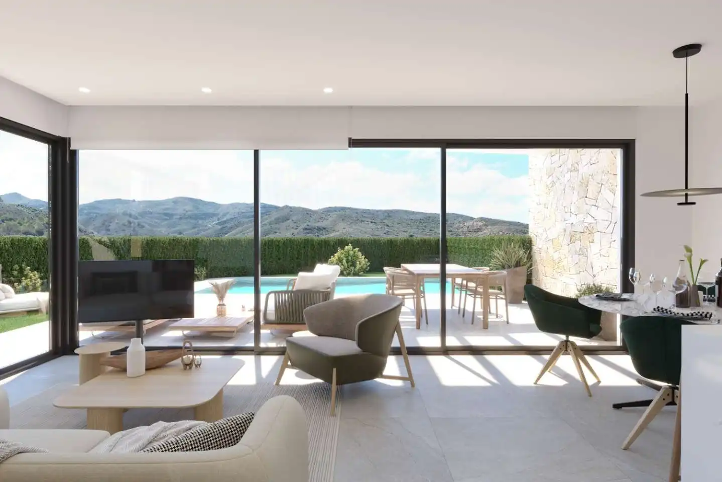 Sala d'estar de Casa o xalet en venda en Monforte del Cid amb Aire condicionat, Jardí privat i Terrassa
