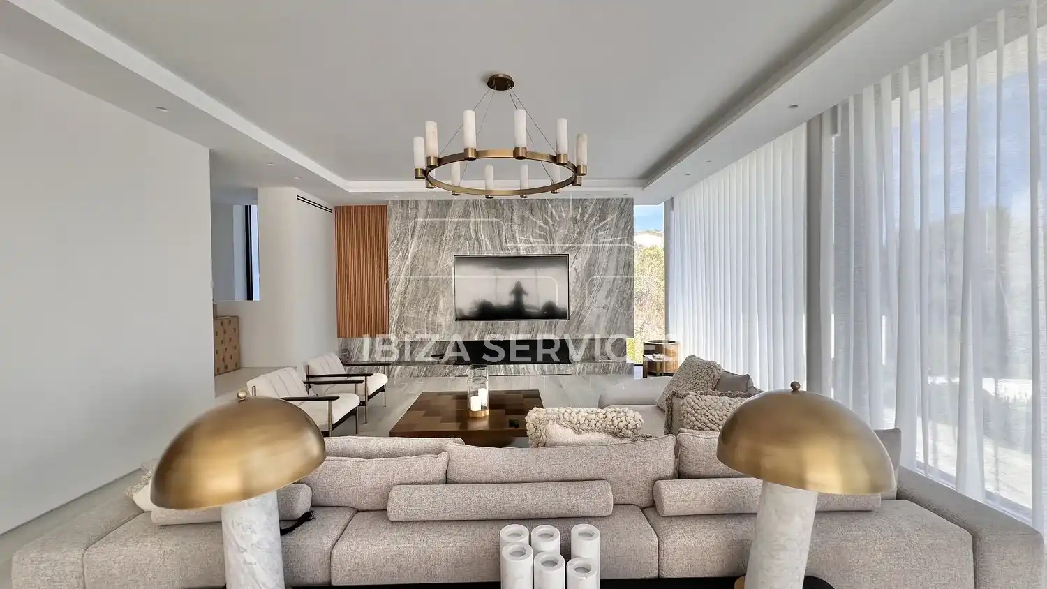 Sala d'estar de Casa o xalet en venda en Santa Eulària des Riu amb Aire condicionat, Jardí privat i Piscina