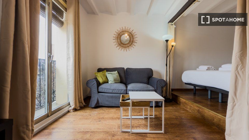 Sala d'estar de Pis de lloguer en  Barcelona Capital amb Aire condicionat, Calefacció i Moblat