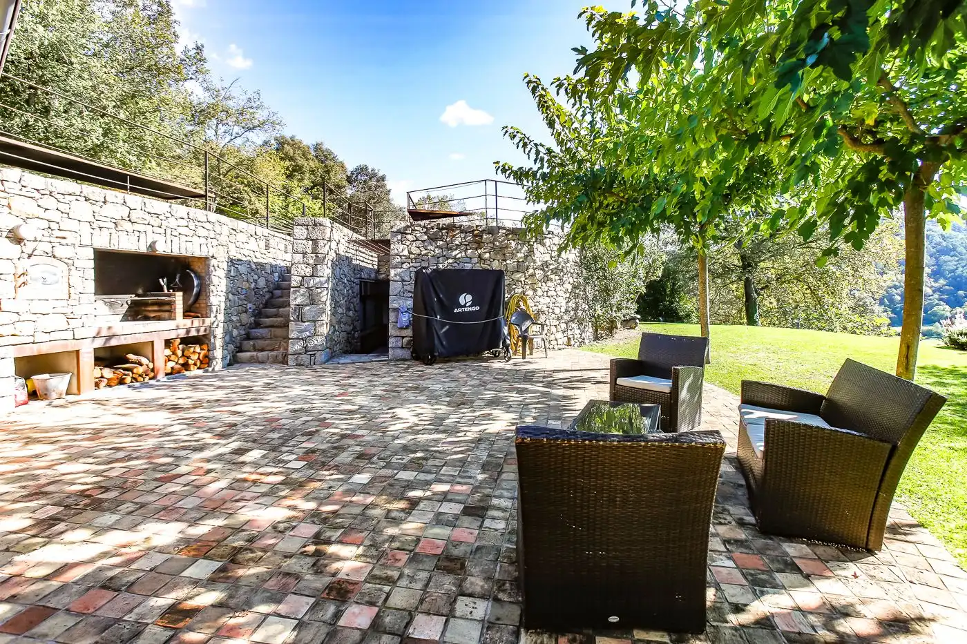 Terrace of Country homes for sale in Montagut i Oix  with Private garden, Terrace and Swimming Pool