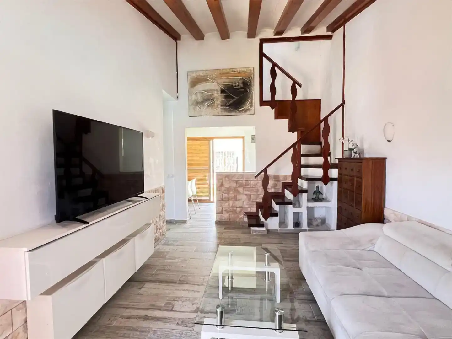Sala d'estar de Dúplex de lloguer en San Bartolomé de Tirajana amb Aire condicionat i Piscina