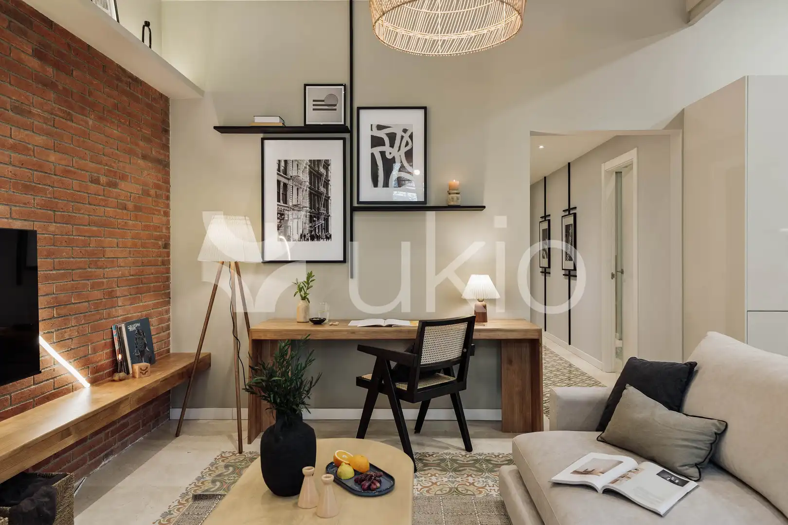Sala de estar de Apartamento de alquiler en Barcelona con Aire acondicionado, Calefacción y Amueblado
