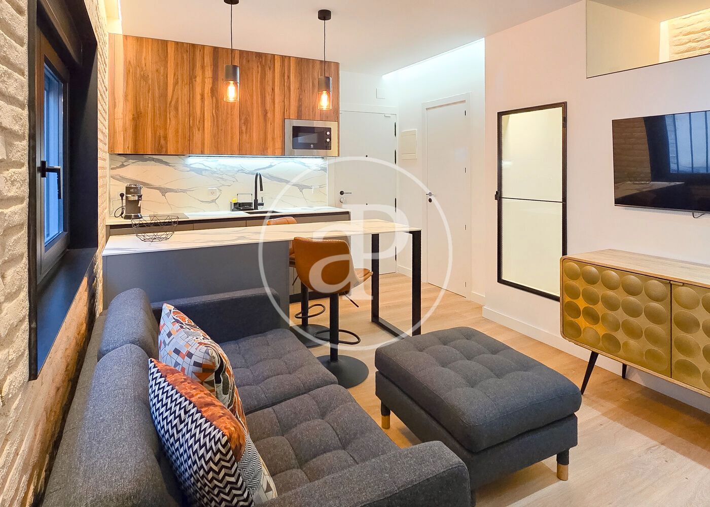 Sala de estar de Piso de alquiler en  Madrid Capital con Aire acondicionado, Calefacción y Amueblado