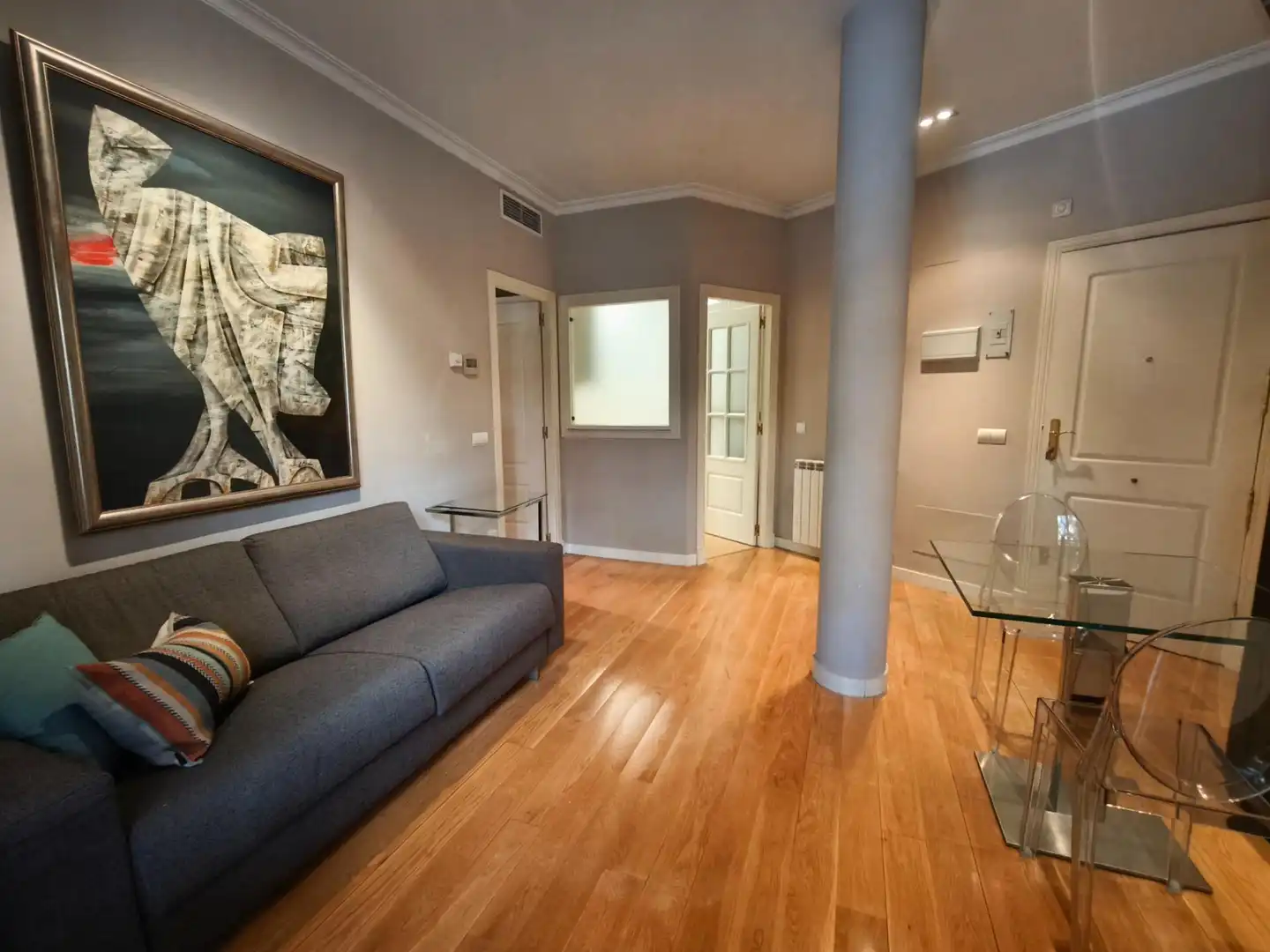 Wohnzimmer von Wohnung zur Miete in Madrid mit Klimaanlage, Heizung und Parkett
