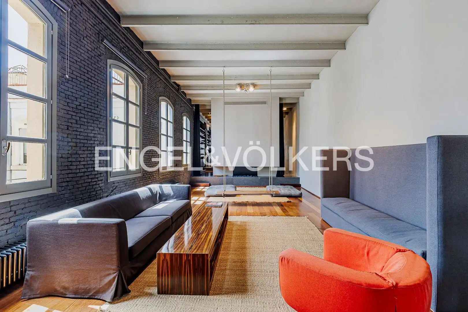 Sala de estar de Loft de alquiler en Barcelona con Aire acondicionado, Calefacción y Parquet