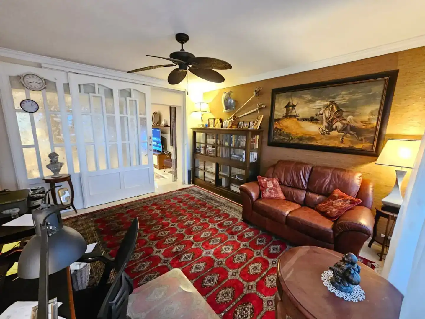 Wohnzimmer von Wohnung zur Miete in Mijas mit Klimaanlage, Privatgarten und Parkett