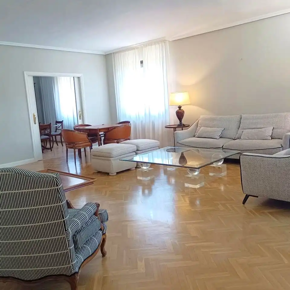 Living room of Flat for rent in Madrid  with Air Conditioner, Heating and Parquet flooring