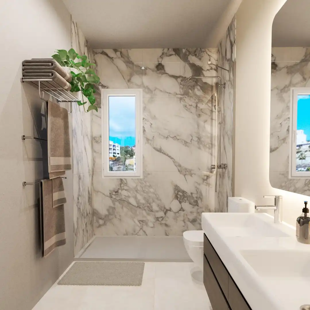 Baño de Planta baja en venta en Mijas con Aire acondicionado, Jardín privado y Terraza