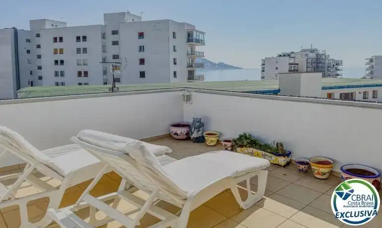 Terrace of Apartments for sale in Roses  with Heating, Terrace and Furnished