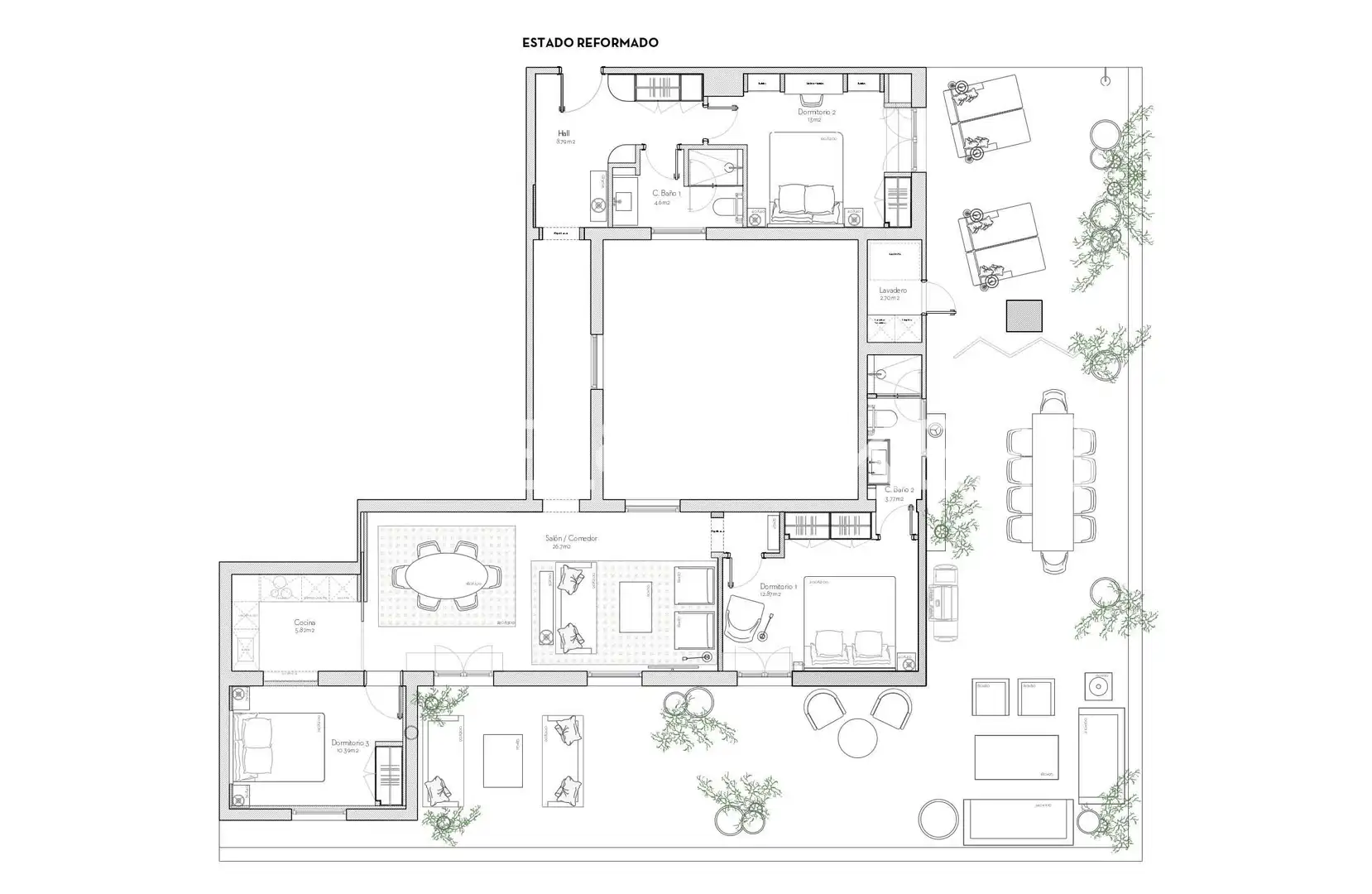 Dachboden zur Miete in Madrid mit Klimaanlage, Heizung und Terrasse