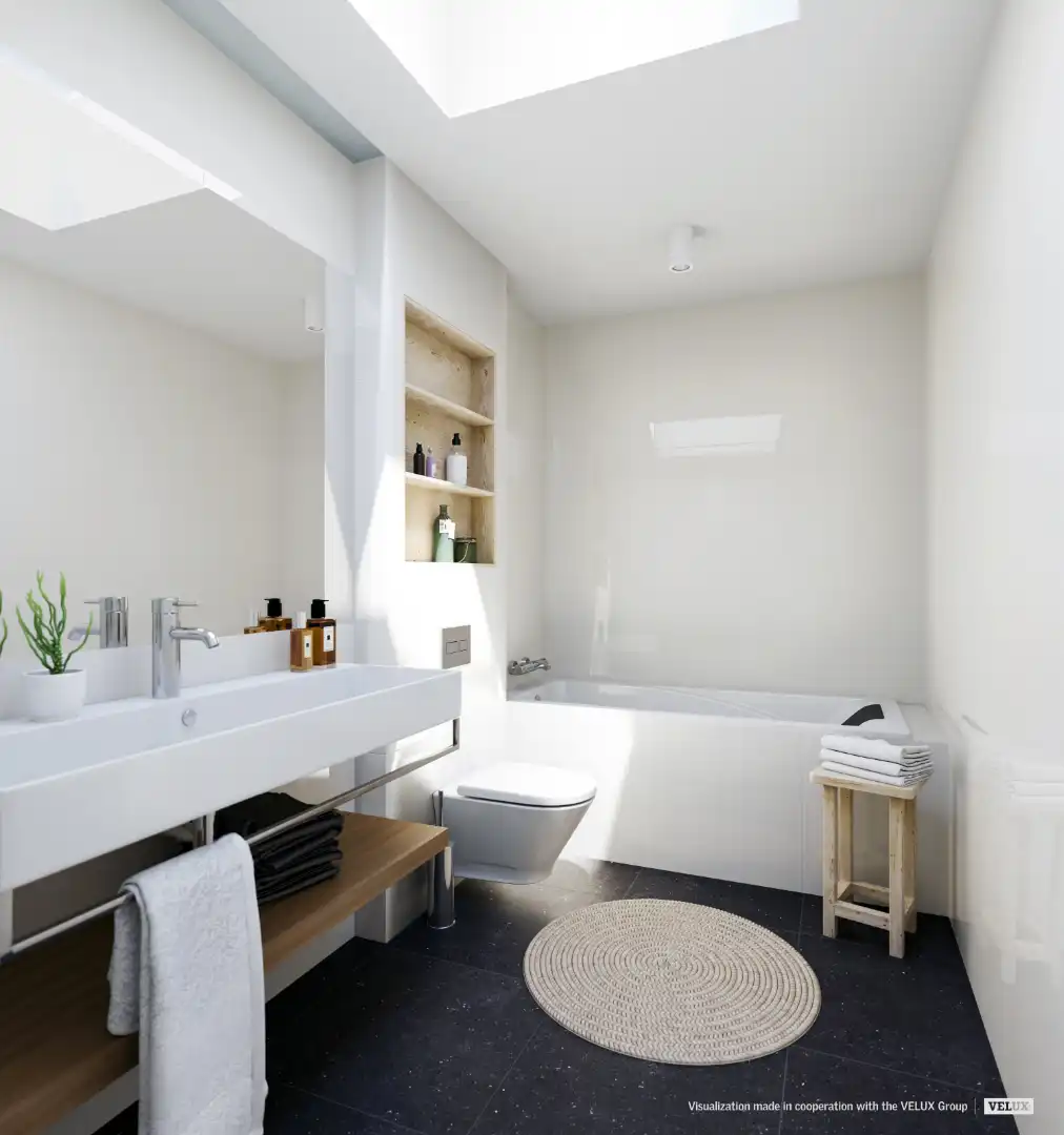 Baño de Casa adosada en venta en Santiago de Compostela  con Calefacción, Jardín privado y Terraza