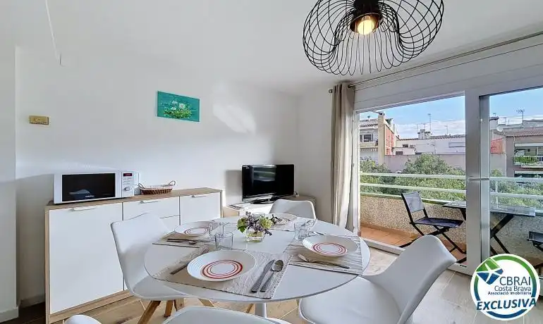 Dining room of Flat for sale in Roses  with Heating, Terrace and Furnished