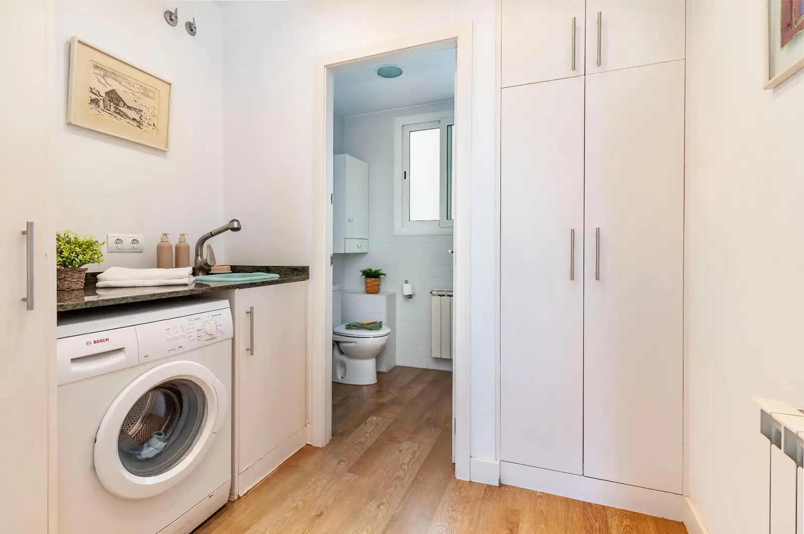 Badezimmer von Wohnung zum Verkauf in Sabadell mit Heizung, Parkett und Terrasse