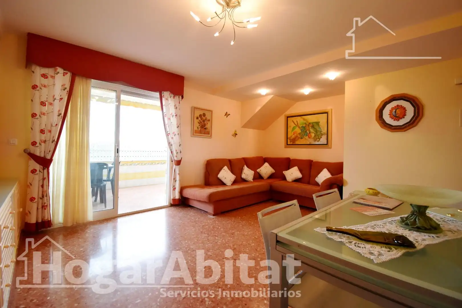 Living room of Attic for sale in Gandia  with Air Conditioner, Private garden and Terrace