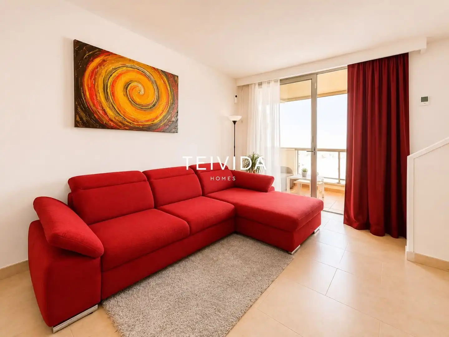 Wohnzimmer von Dachboden zur Miete in Arona mit Terrasse, Schwimmbad und Möbliert