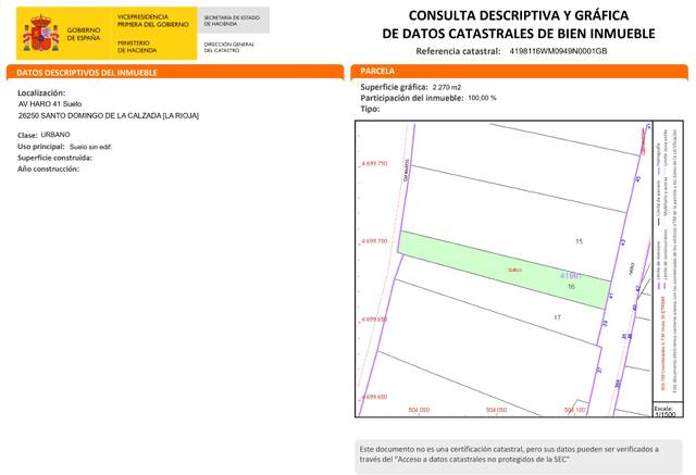 Terreno residencial en Venta en Avenida de Haro, 41 en Santo Domingo de la Calzada