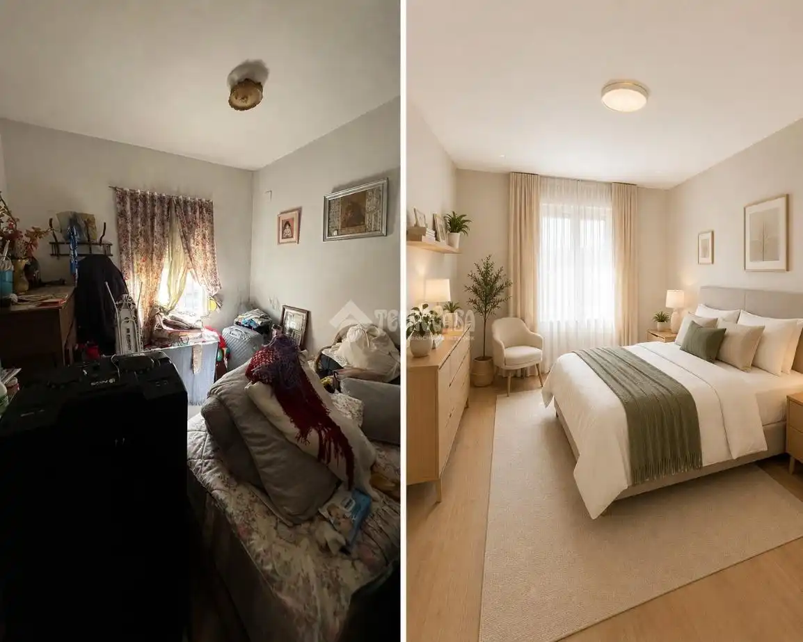Schlafzimmer von Einfamilien-Reihenhaus zum Verkauf in La Rinconada mit Klimaanlage und Heizung