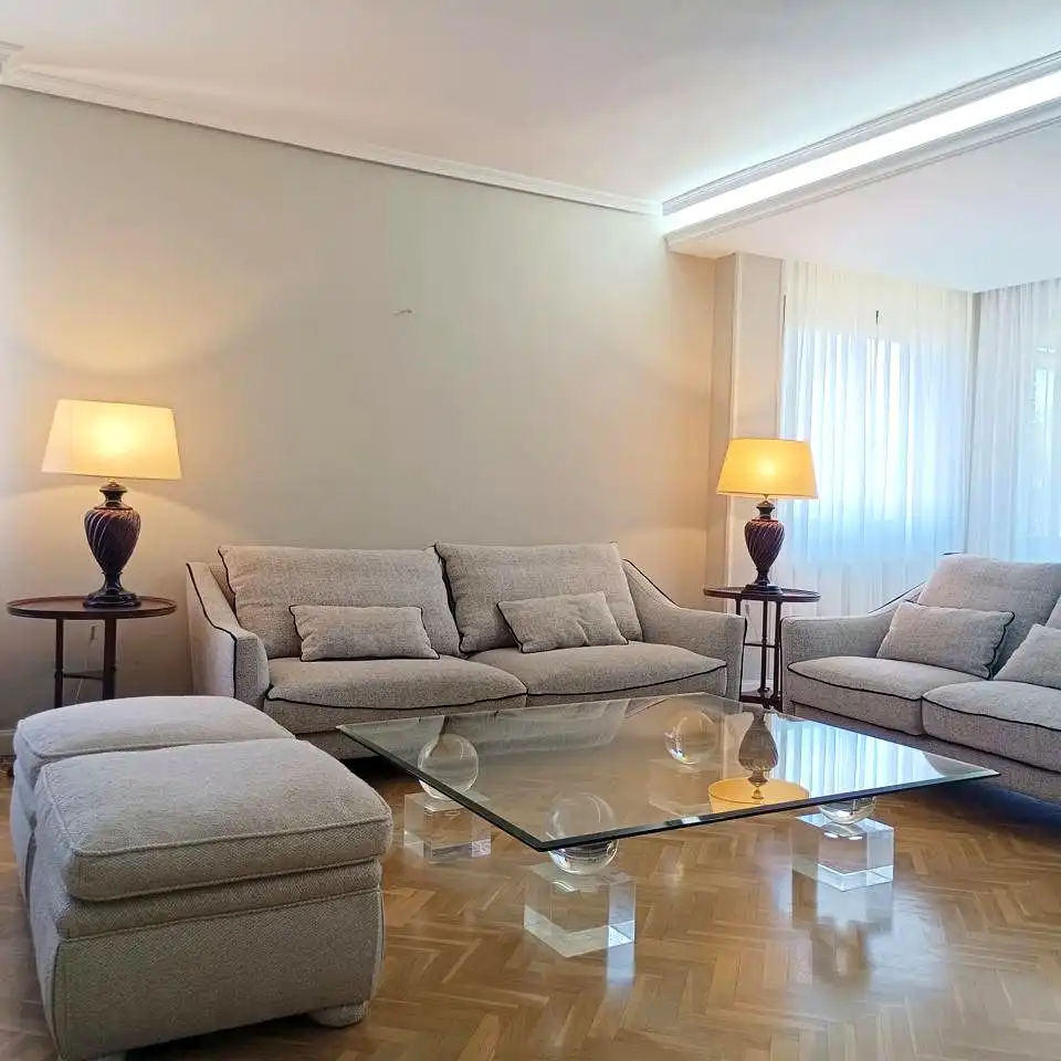 Living room of Flat for rent in Madrid  with Air Conditioner, Heating and Parquet flooring