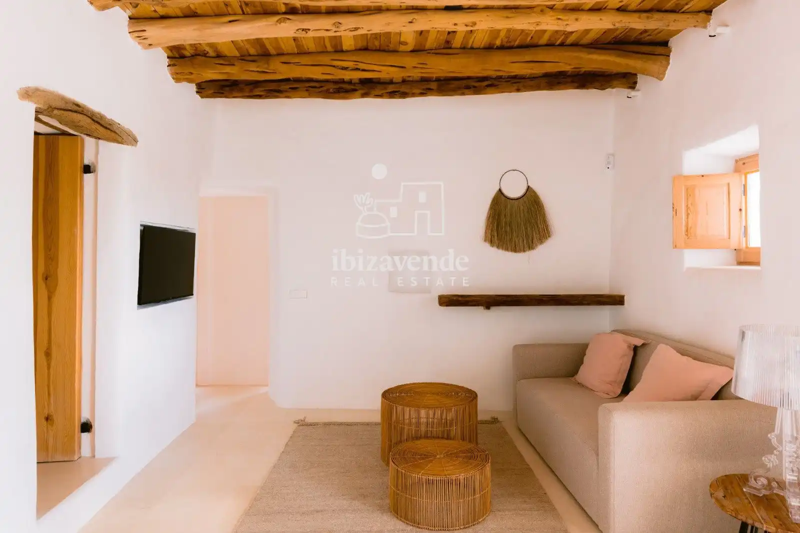 Sala de estar de Casa o chalet de alquiler en Sant Joan de Labritja con Aire acondicionado, Calefacción y Jardín privado