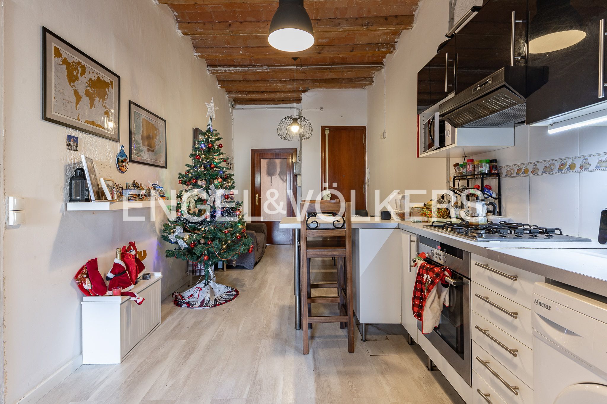 Kitchen of Apartment for sale in  Barcelona Capital  with Air Conditioner, Heating and Parquet flooring