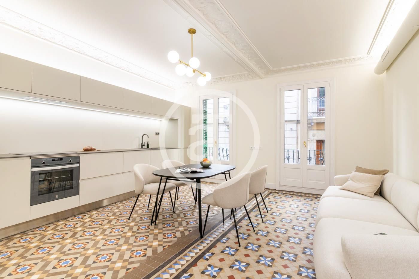 Cuina de Pis de lloguer en  Barcelona Capital amb Aire condicionat, Calefacció i Moblat