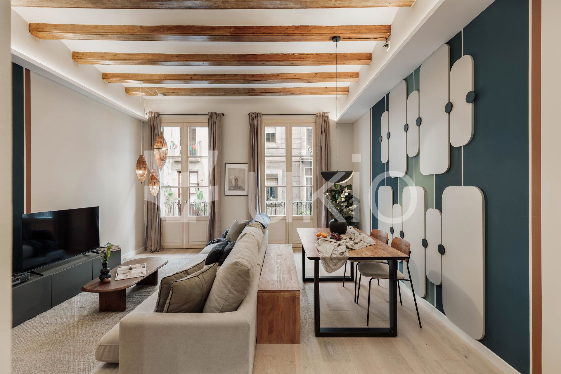 Sala d'estar de Apartament de lloguer en  Barcelona Capital amb Aire condicionat, Calefacció i Moblat