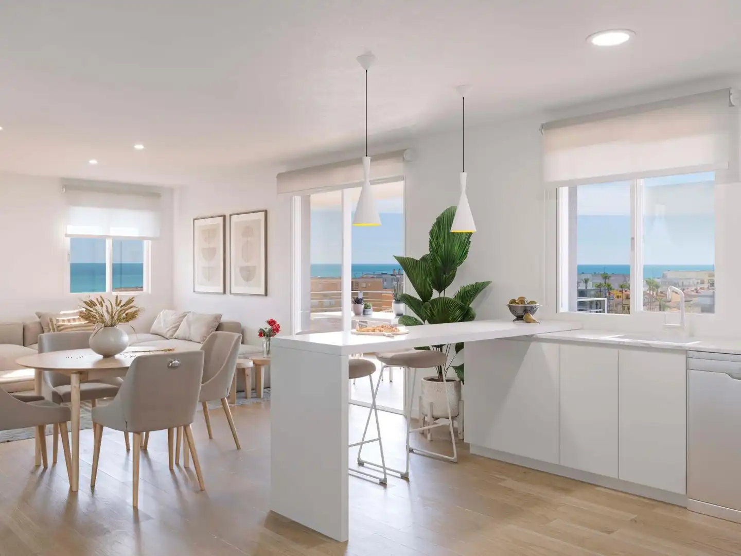 Comedor de Apartamento en venta en Tavernes de la Valldigna con Terraza, Balcón y Piscina comunitaria