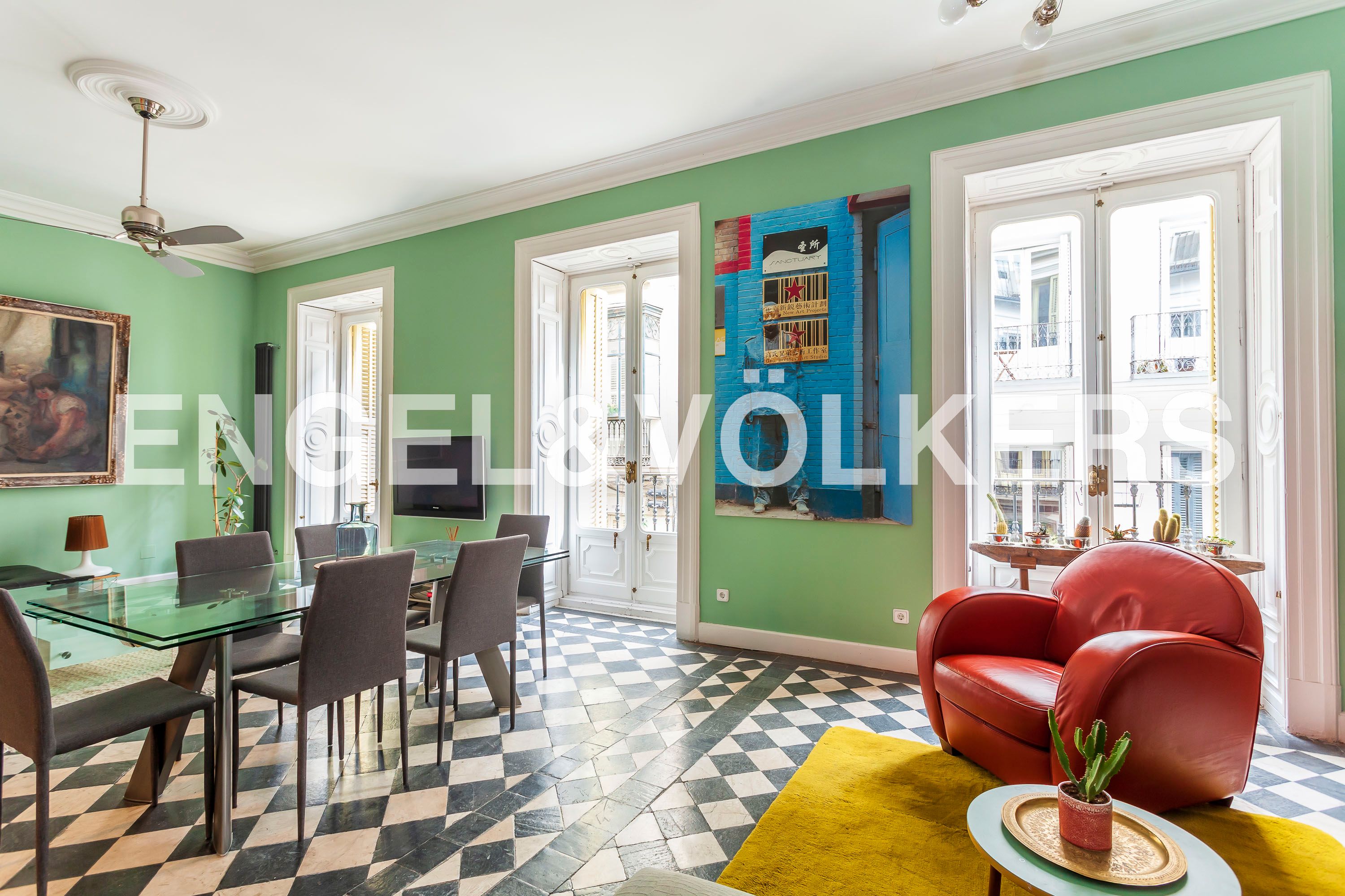 Wohnzimmer von Wohnung zur Miete in  Madrid Capital mit Klimaanlage, Heizung und Parkett