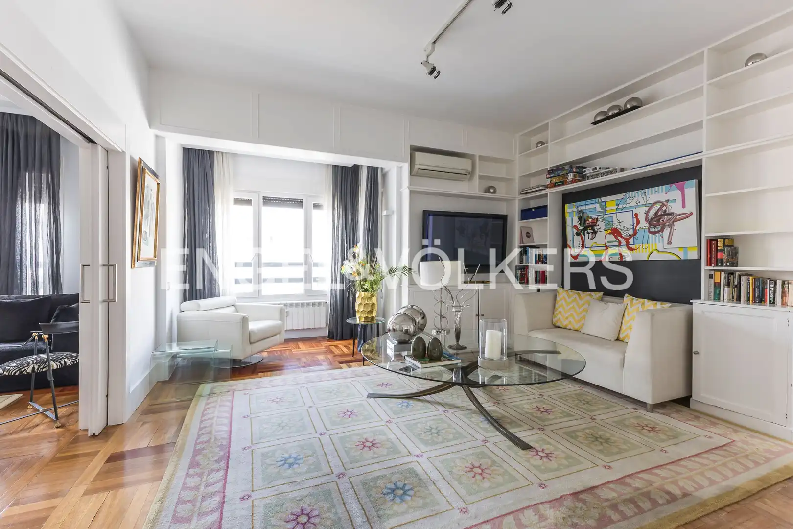 Wohnzimmer von Wohnung zur Miete in Madrid mit Klimaanlage, Heizung und Parkett