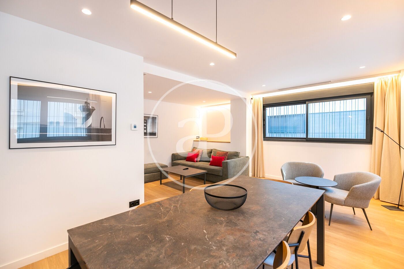 Sala d'estar de Pis de lloguer en  Barcelona Capital amb Aire condicionat, Calefacció i Moblat